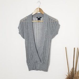 7/$25 Plastic | Gray Open Knit Pullover Surplice